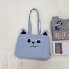 Fashion New Design Large Capacity Cartoon Cat Embroidery Tote Shoulder Bags Women Students Daily Commute Shopping School Bag