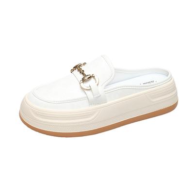 2024 Verão Novo Sola Grossa Casual Lazy Single Shoes Baotou Meio Chinelos para Mulheres
