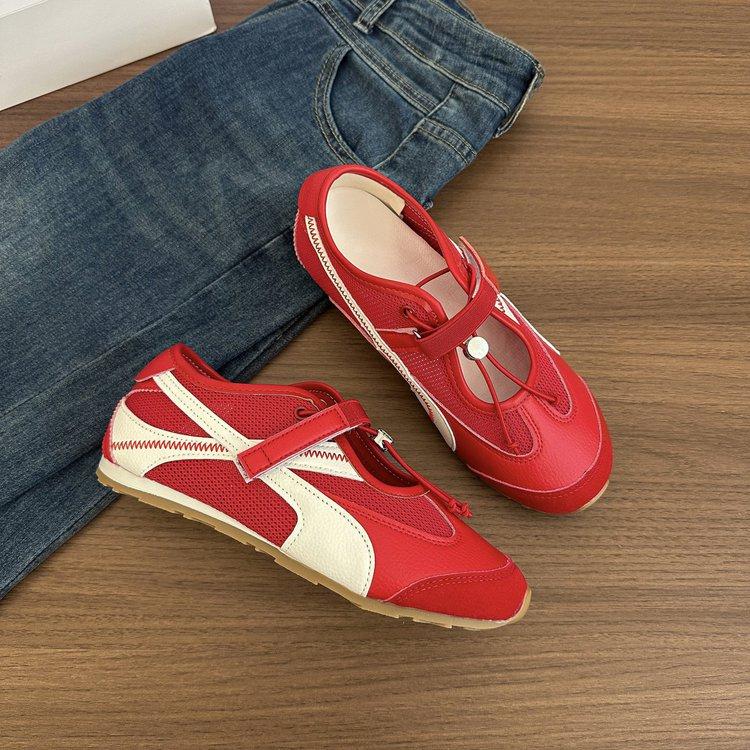 

Retro color matching German training shoes women s models 2025 summer new shallow mouth Mary Jane single shoes breathable flat-bottomed sports shoes 35