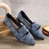New Women's Knitted Slip On Flats Breathable Comfortable Solid Color Walking Shoes Casual Pointed Toe Walking Sneakers Loafers