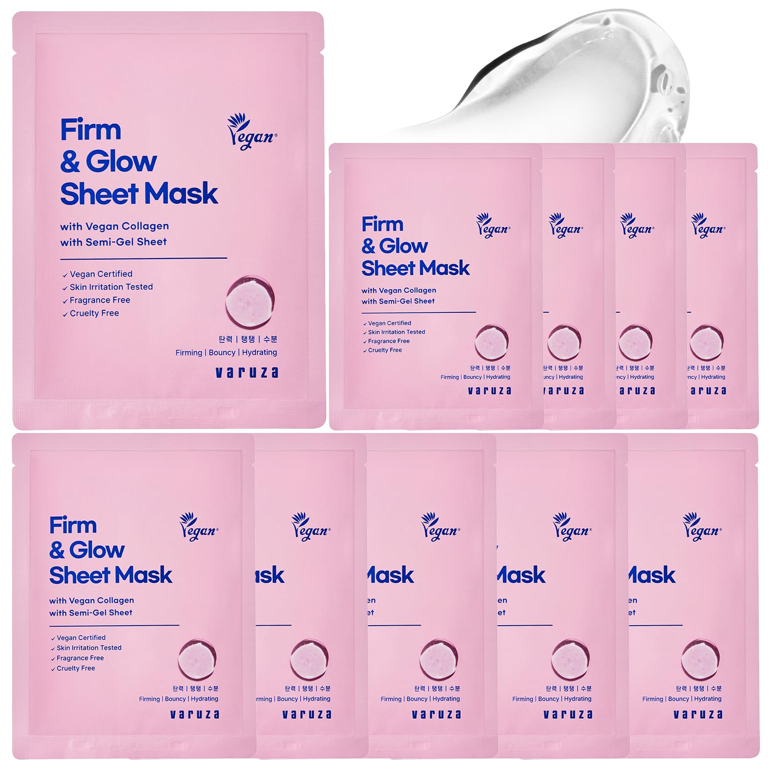 

Varuza Real Natural Sheet Mask and Blue Korean EWG No Artificial Fragrance 10 Ampoule, Fluorescent-Free, Bleaching-Free, Additive-Free,