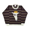 Pull rétro Y2K à col rond et manches longues, rayé