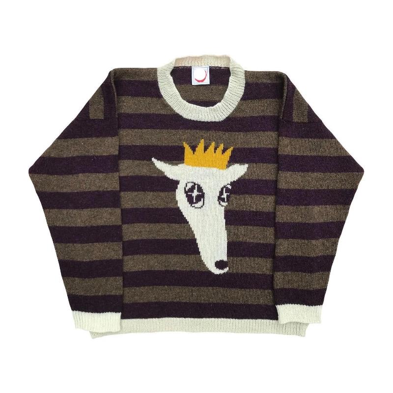 Pull rétro Y2K à col rond et manches longues, rayé