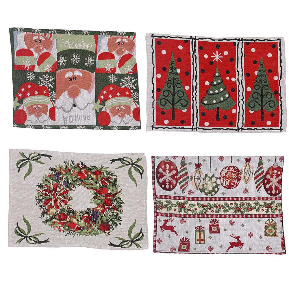 Creative Christmas Table Mats Featuring Colorful Knitted Fabric Designs For Festive Dining