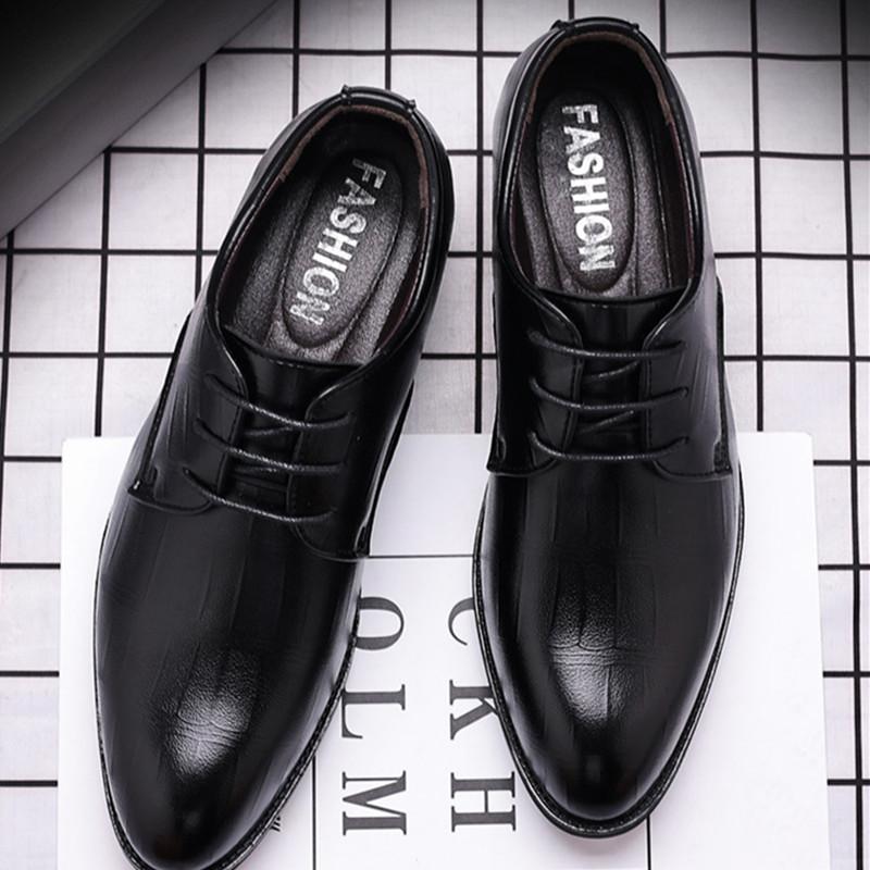 FashionLuxury Business Oxford Leather Shoes Men lace up Leather Formal Shoes Man Office Wedding Flats Male Black office shoes men