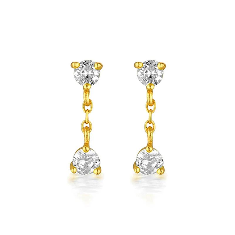 

White Zircon S925 Stud Earrings for Women Fashion Simple White Stone Minimalist Geometric Earring Set