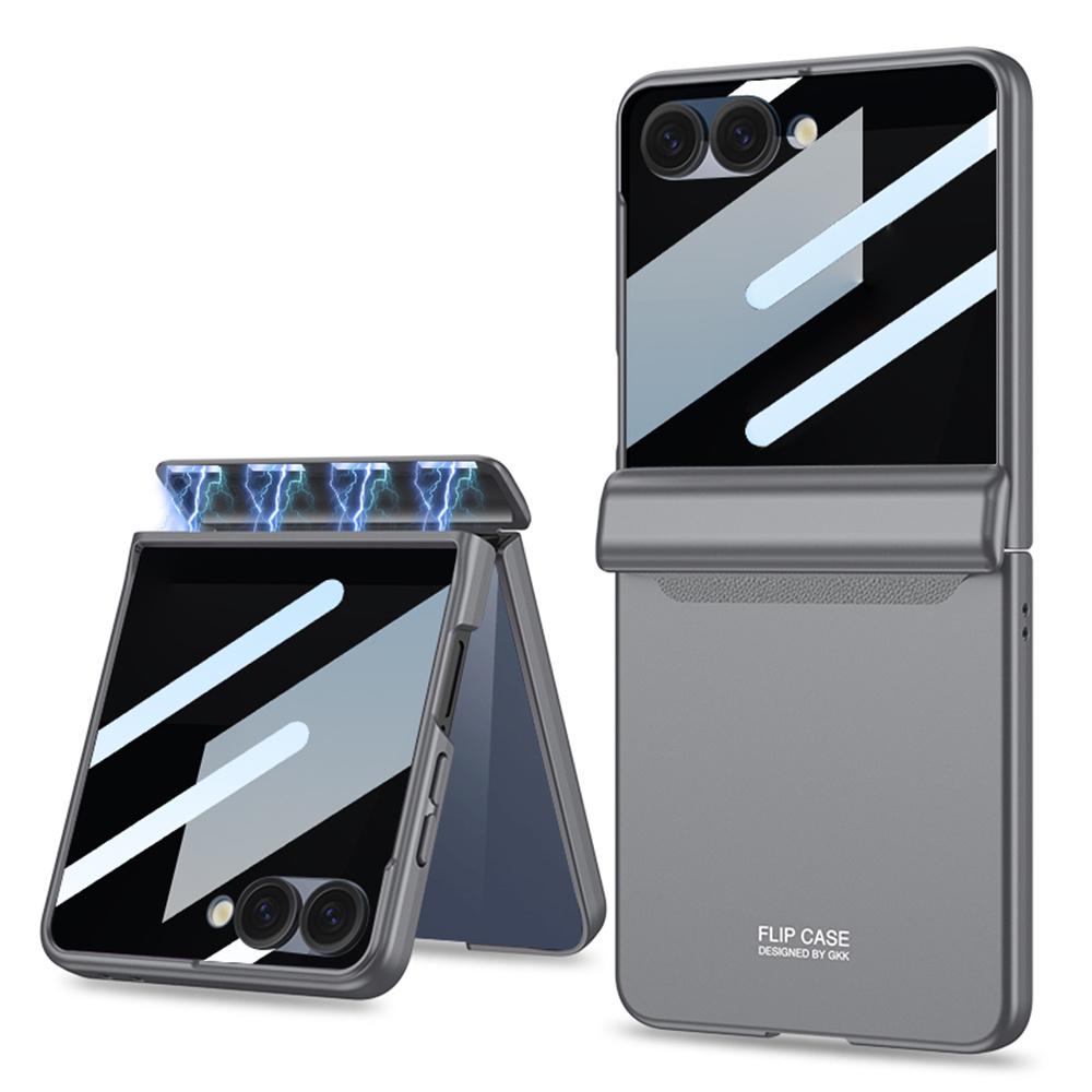 GKK For Samsung Galaxy Z Flip7 5G Case Magnetic Hinge Protection PC Phone Cover with Anti-Spy Tempered Glass Film