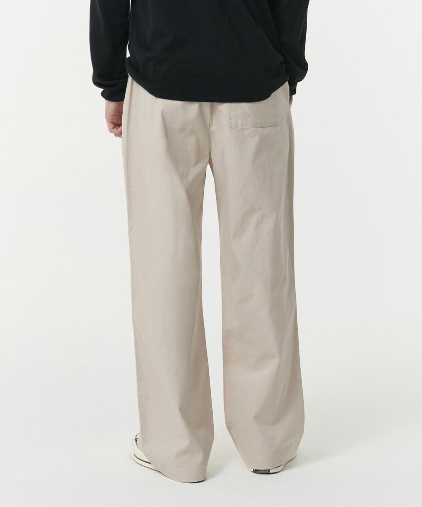 Musinsa Standard Cotton Deep Tuck Wide Elastic Waist Pants [Light Beige]