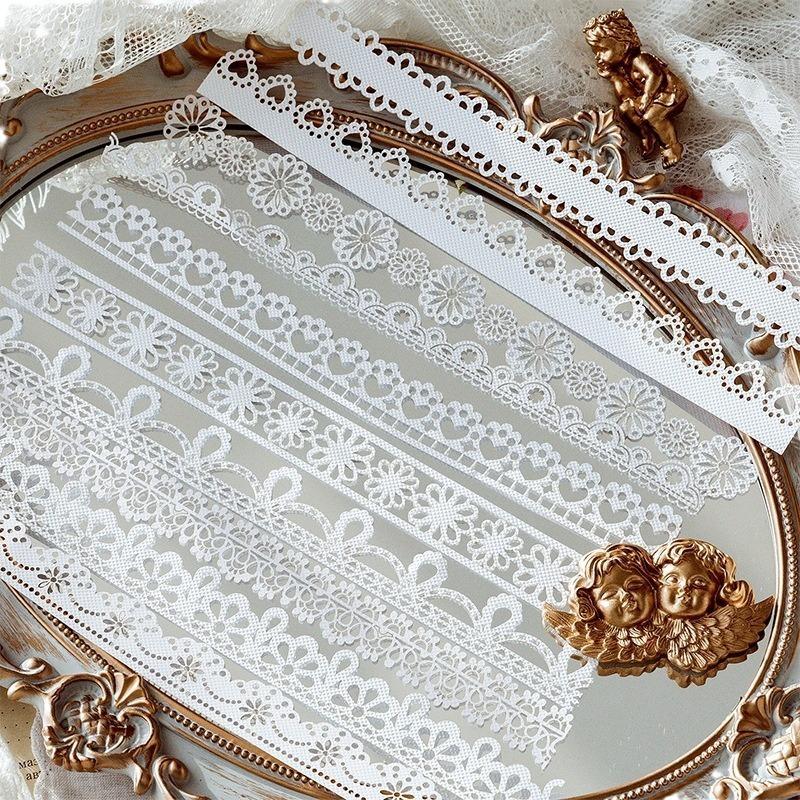 Hollow lace paper Alice tea party series Hand account diary DIY material base paper DIY Scrapbooking Sticker Label
