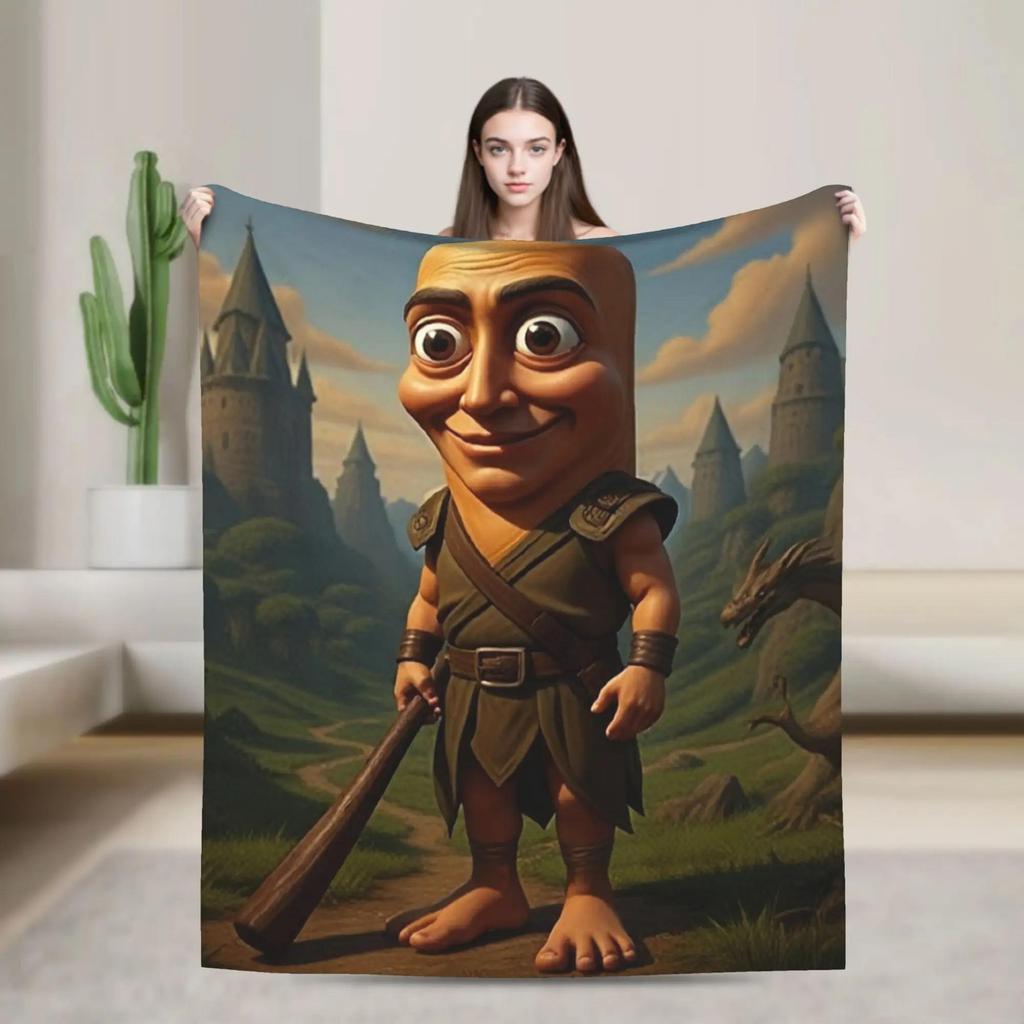Soft Blanket for Adults Cartoon Shark with Blue Shoes Camping Throw Bedding Sofa Cover Trendy Street Design