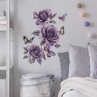 Handbemalter floraler Schmetterling Wandaufkleber Selbstklebend Abnehmbar für Schlafzimmer Wohnzimmer Eingangsbereich Hintergrund Heimdekoration
