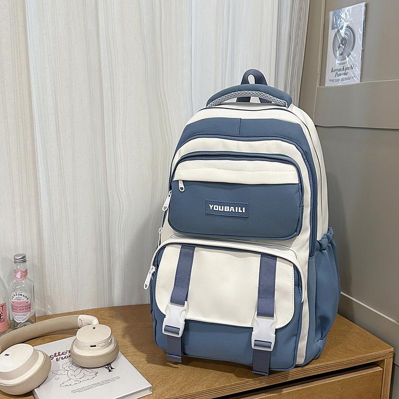 New High-value College Style, Fresh and Sweet Backpack, Contrasting Color Splicing Make-up Bag, Junior High School Student Backpack