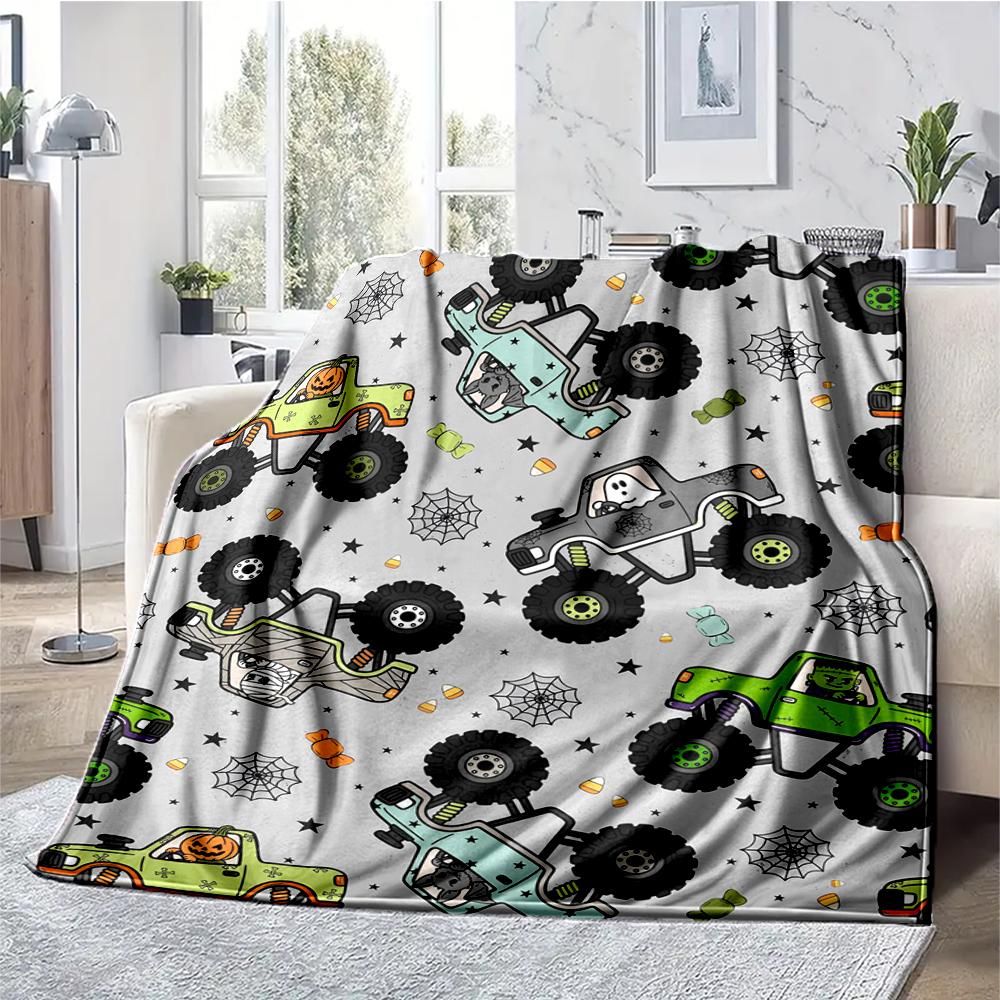 Truck Theme Printed Blanket - Perfect for Couch, Bed, Travel & Outdoor Use | Machine Washable, Cozy & Durable.