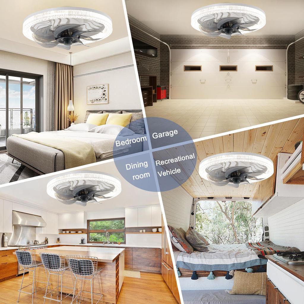 Ceiling LED Fan Light Modern Minimalist Style 4-speed Room Light E27 with Remote Control Dimmable Ultra-quiet Ceiling Fan Light