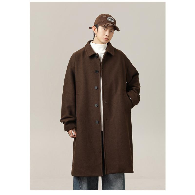 Spring and Autumn Men's New Mid-length Loose Thickened Lapel Jacket