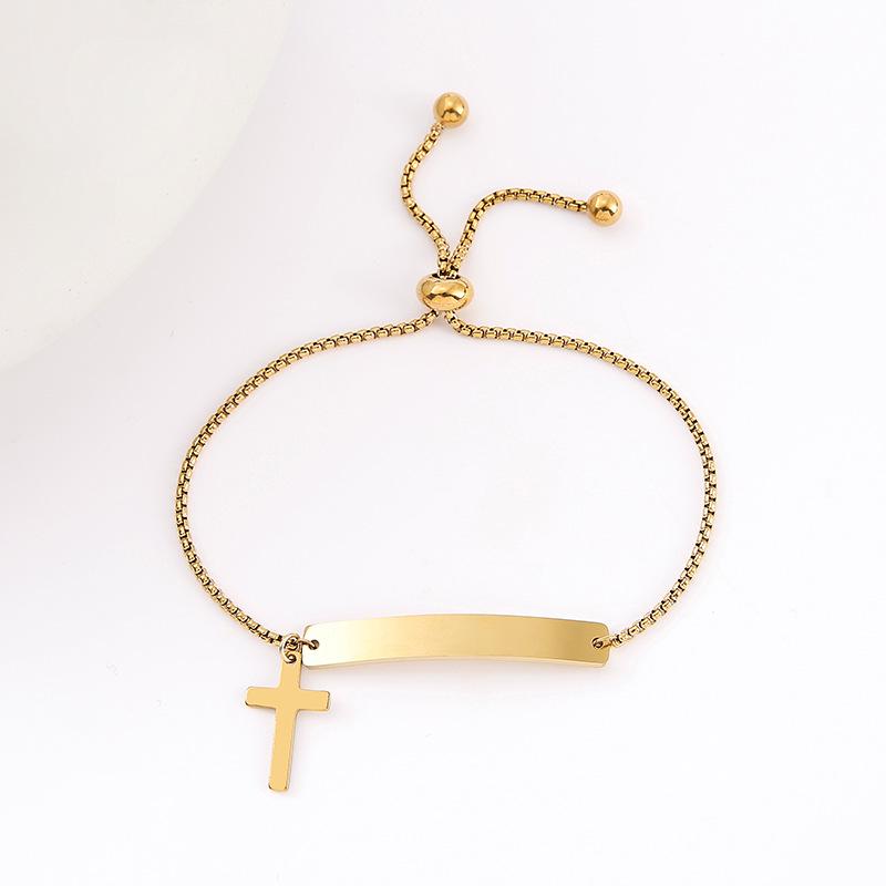 Adjustable Stainless Steel Bracelet with Laser Engraved Butterfly and Curved Plate