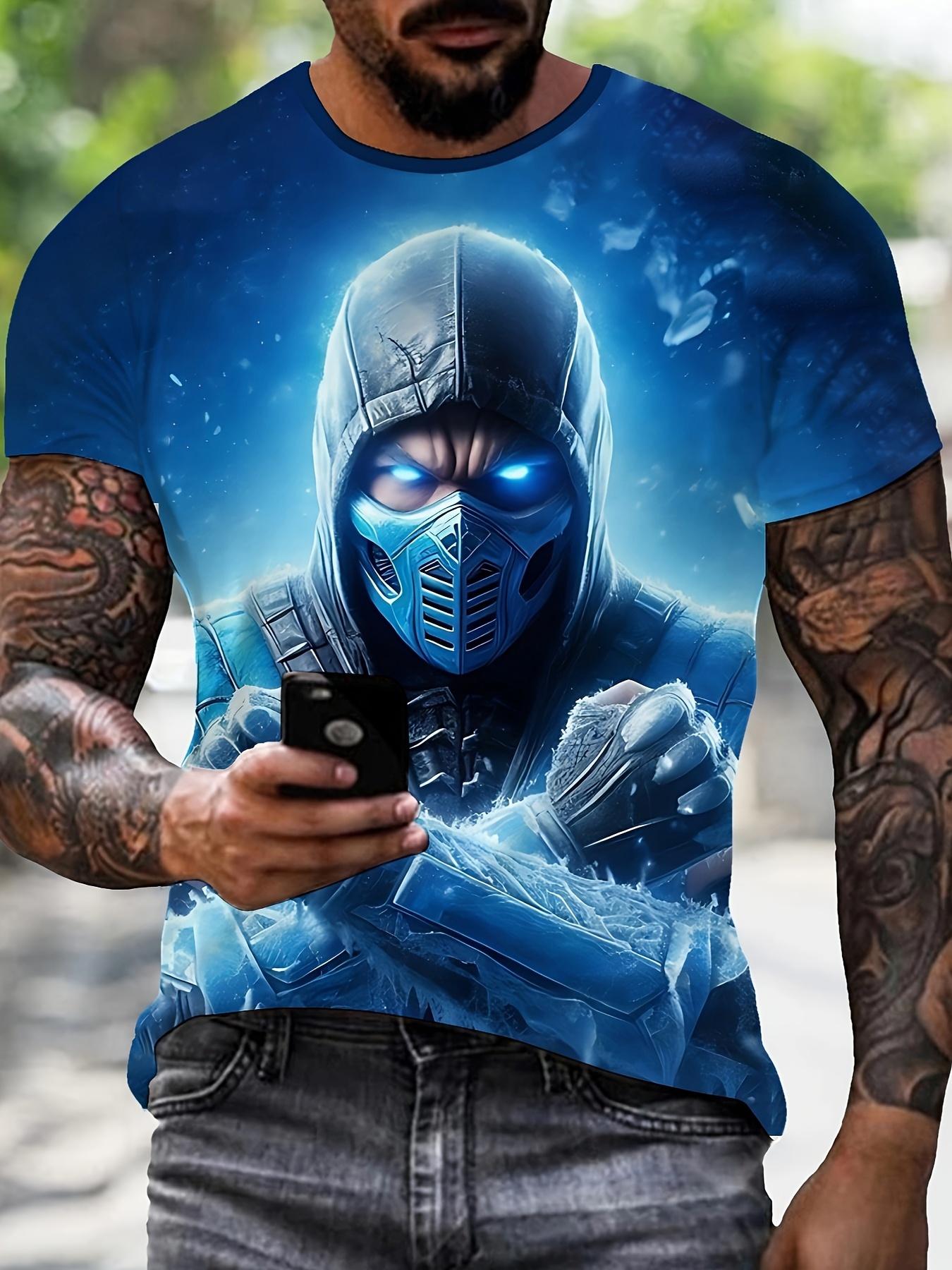 3D Knight Print Men s Contrasting Short Sleeve T-Shirt S