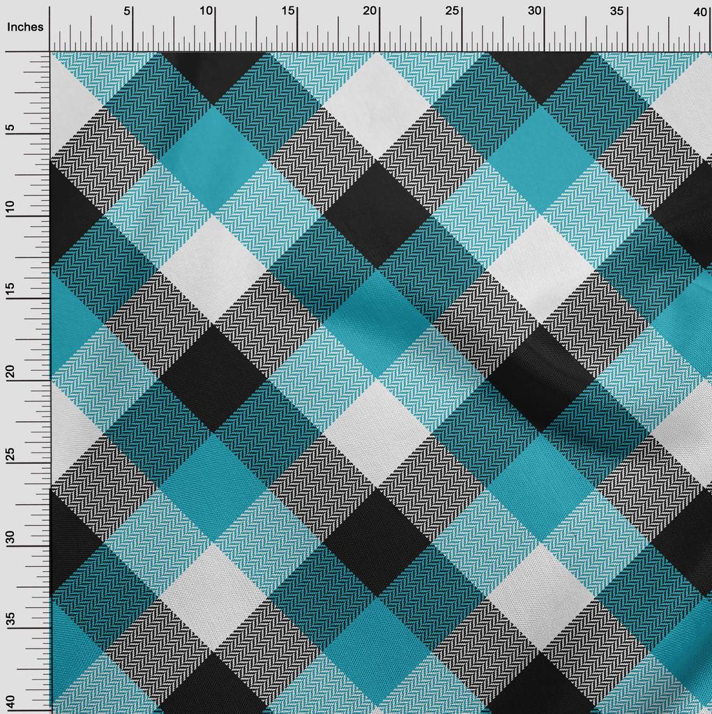 oneOone Cotton Flex Green Fabric Tartan Fabric For Sewing Printed Craft Fabric By The Yard 40 Inch