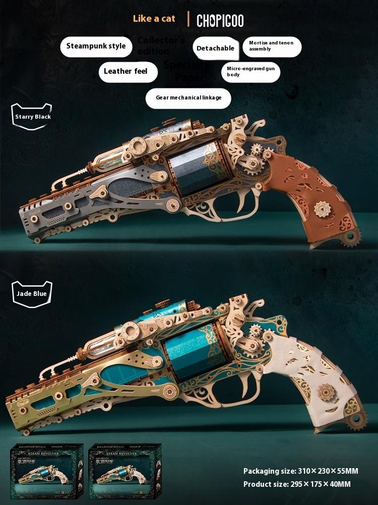 Latest Original Fantasy Steampunk Revolver Model Assembled Plaything Set Advanced Cool Birthday Handmade Ornaments