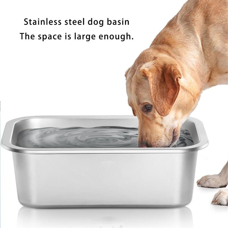 Hygienische Edelstahl-Hundeleckerli-Futter Napf Anti-Rutsch-Boden Perfekt für Große Hunde Rechteckig Große Kapazität