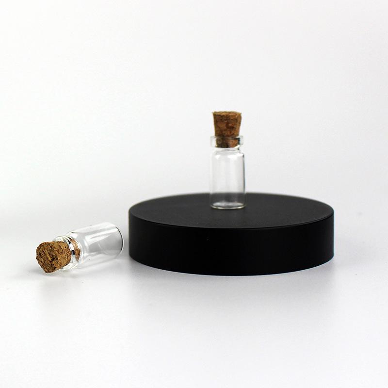 1mL Drift Bottle: Wood Stopper, Glass, Aluminum Lid – Creative Mini Wishing Bottle for Decor.