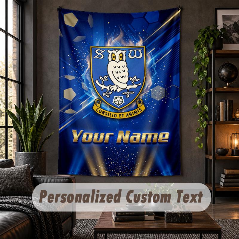 Personalized Wall Tapestry,Sheffield Wednesday FC Custom Text, Soft Fabric Wall Art For Indoor Decoration