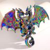 Yousheng Two-Headed Dragon Design Brooch, Gradient Enamel Electroplated Finish Safety Pin, Fade-Resistant Brooch for Suits Coats Bags