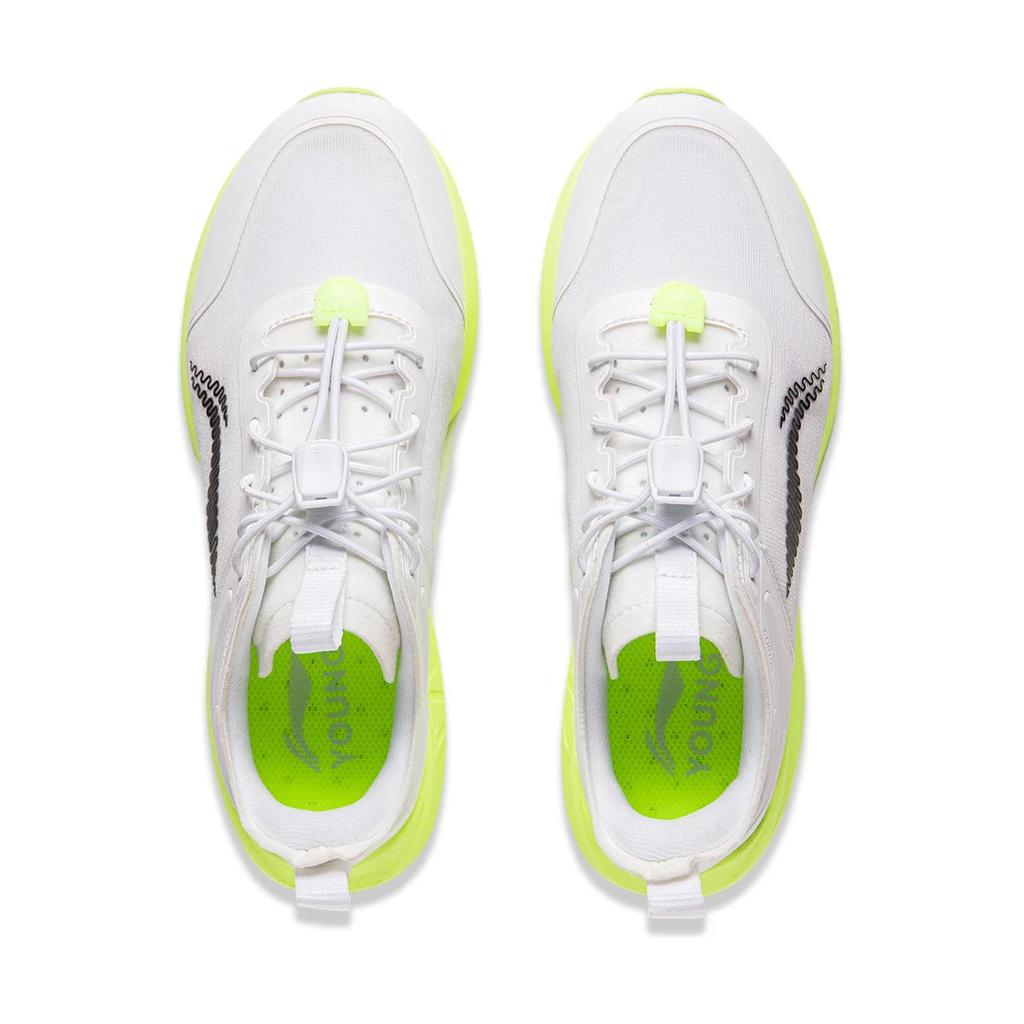 Li-Ning Cloud Comfortable Lightweight Drawstring Shock Absorption Low-Top Running Shoes Kids sneakers White Yellow Green YKFU052-1