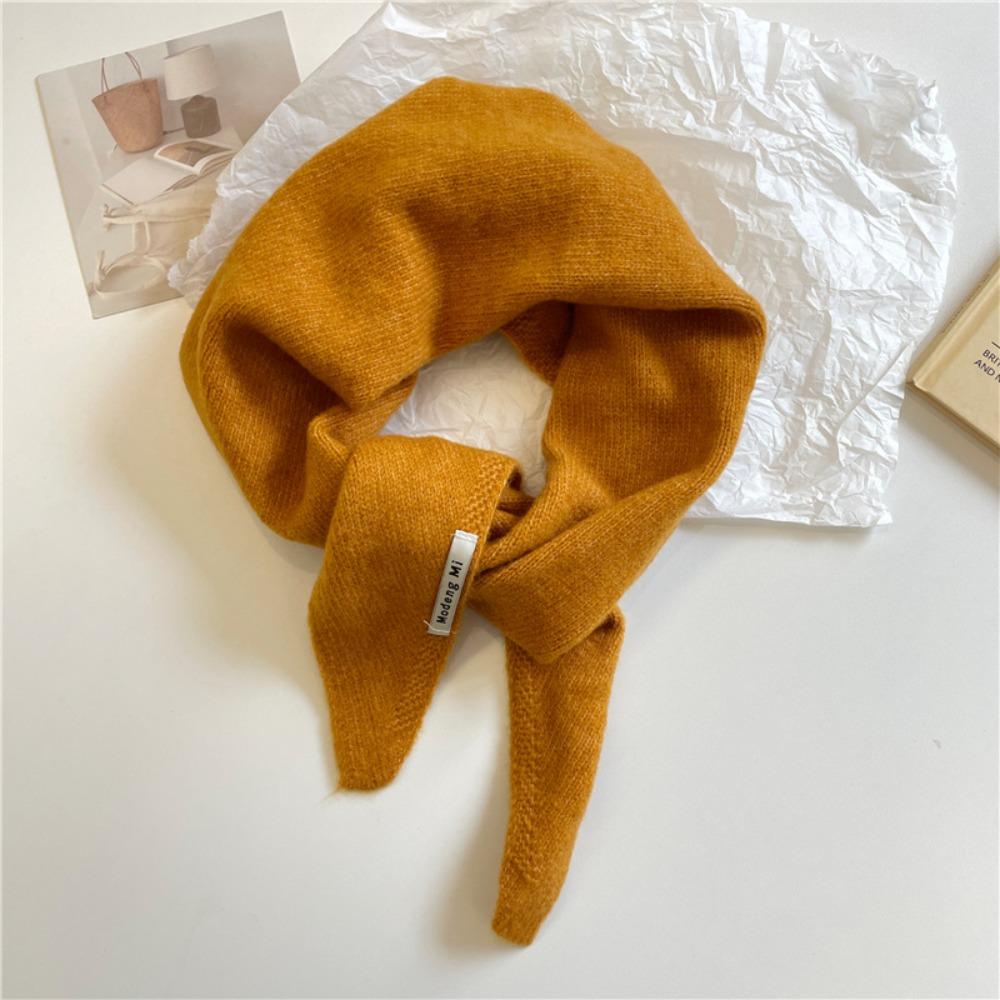 Cashmere-like Wool Blend Scarf Solid Color Knitted Scarf Triangular Short Shawl Women's Wear
