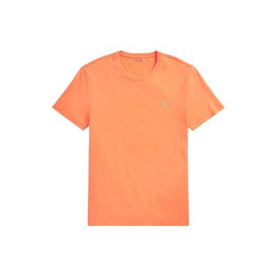 Polo Gładka Koszulka z Okrągłym Dekoltem i Logo Dopasowana Krótki Rękaw Męskie Koszulki Pomarańczowa 710671438-345