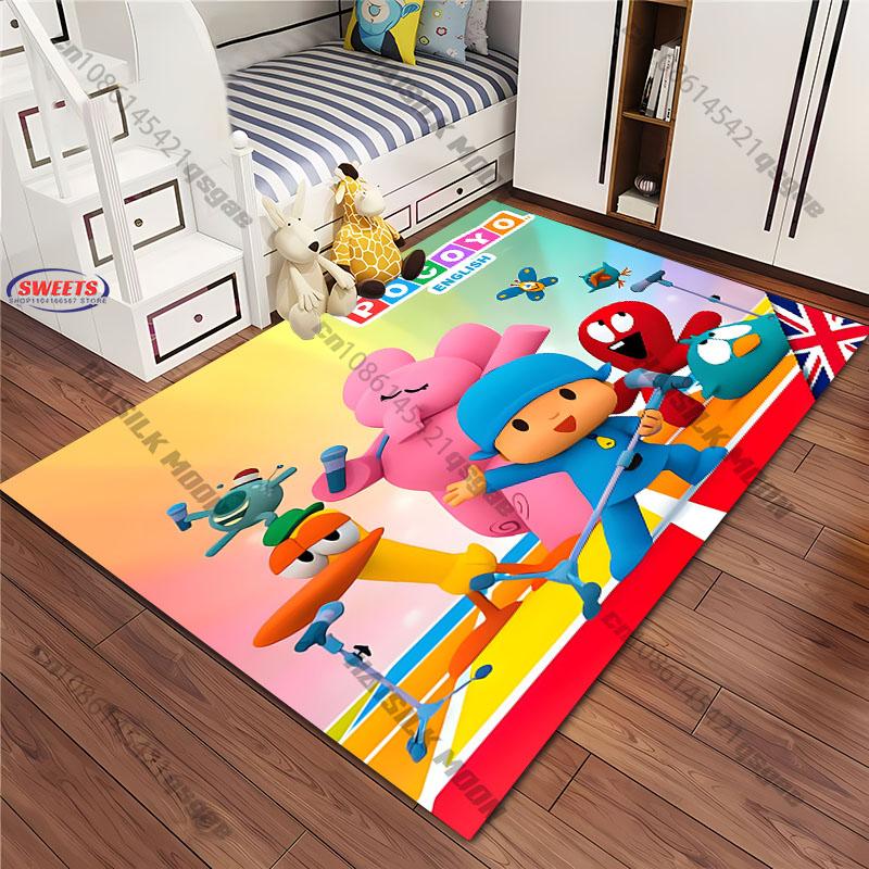 Süßer Cartoon P0c0y0 Motiv Teppich für Wohnzimmer, Schlafzimmer, Kinderzimmer, Großer rutschfester Dekorativer Teppich, Wunderbares Geschenk für die Familie