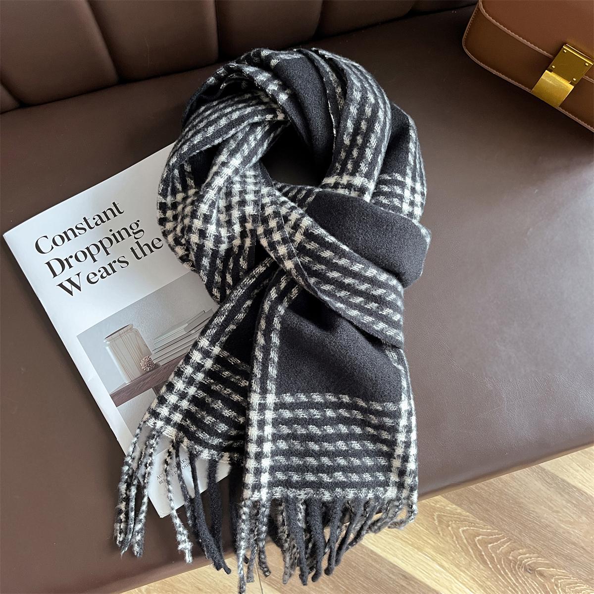 

Luxury Winter Plaid Scarf for Women Men Warm Cashmere Scarves Designer Lady Pashmina Poncho British Style Headscarf Bufanda 30x180cm