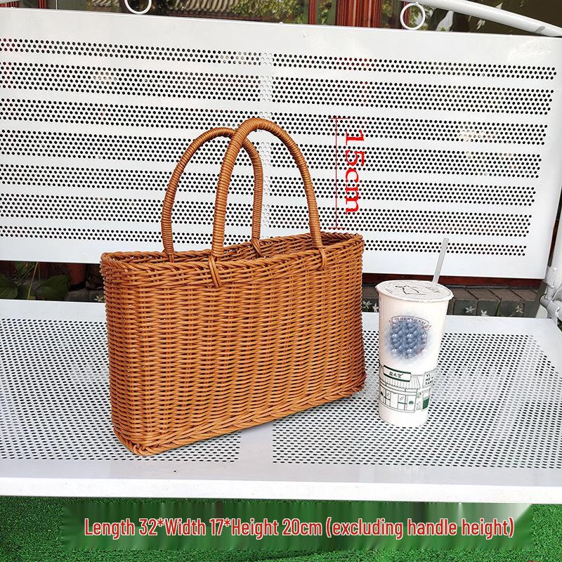 Rattan Woven Handbag - Fruit & Picnic Basket