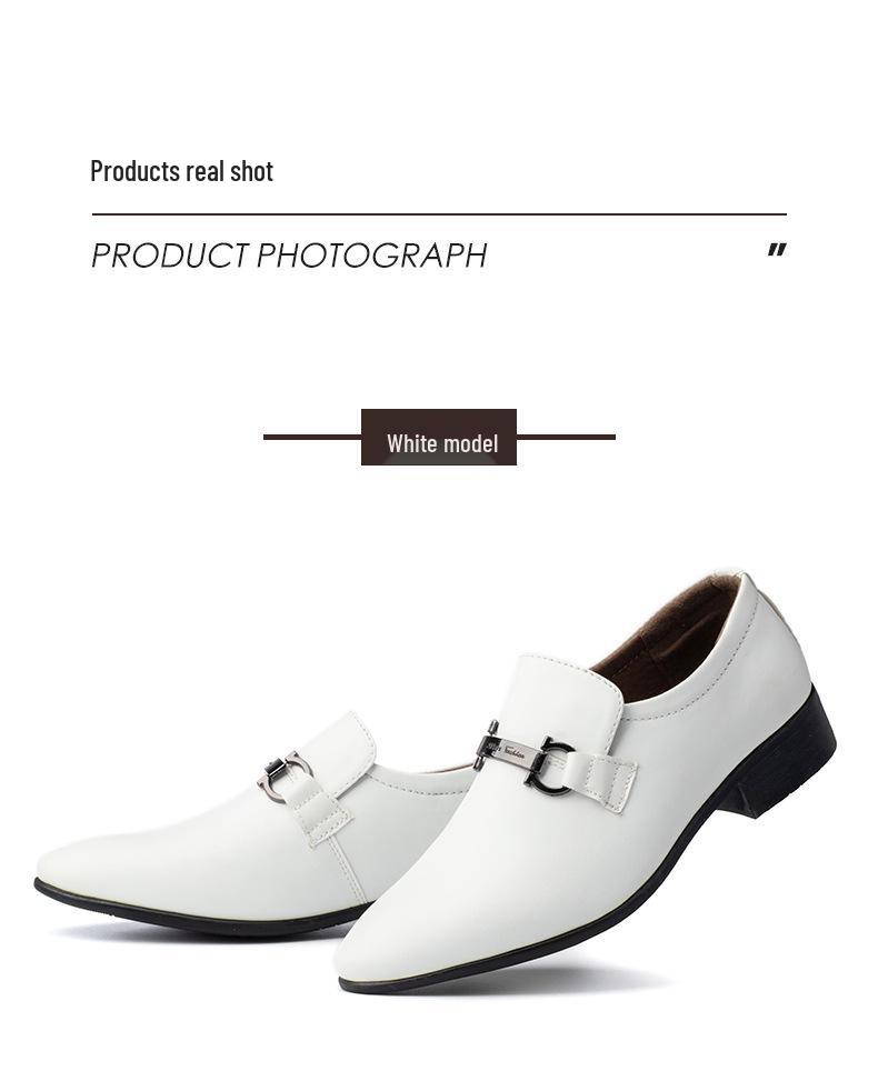 Korean Style Pointed Toe White Breathable Leather Shoes - Casual Business Men's Formal Driving Loafers