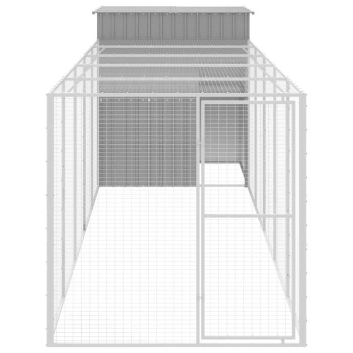 VidaXL Chicken Coop with Run Light Grey 165x659x181 Cm Galvanized Steel 3189115