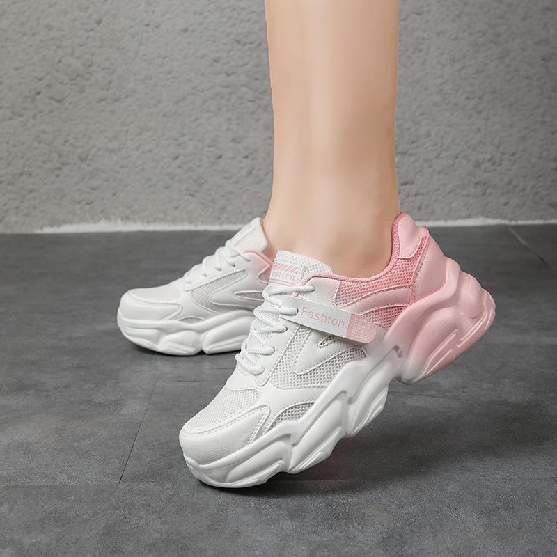 New dad shoes hollow mesh shoes student breathable thick sole heightening casual sports shoes travel shoes tide