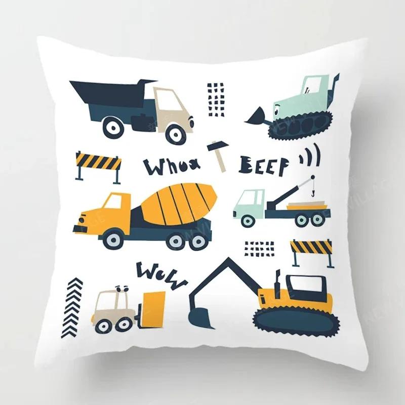 Cute Childlike Suitable for Children Type Square Cushion Cover Polyester Sofa Bedroom Living Room Pillowcase Decoration