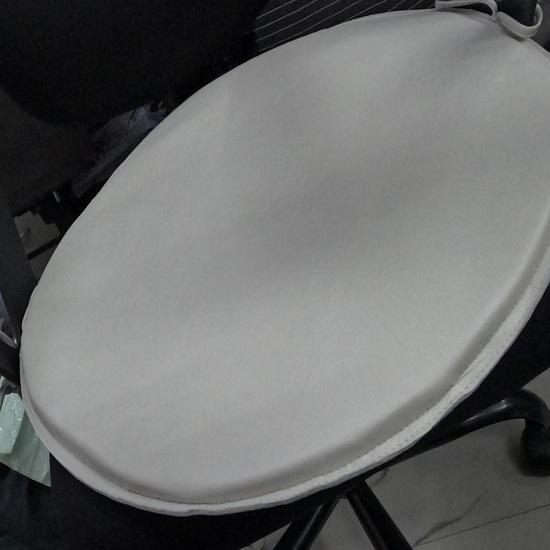 Noora Lambskin Leather ROUND WHITE CHAIR Pad With TIES | Rounded Shape Chair Pad | Dining Chair Round Leather Seat Cushion for Stool |