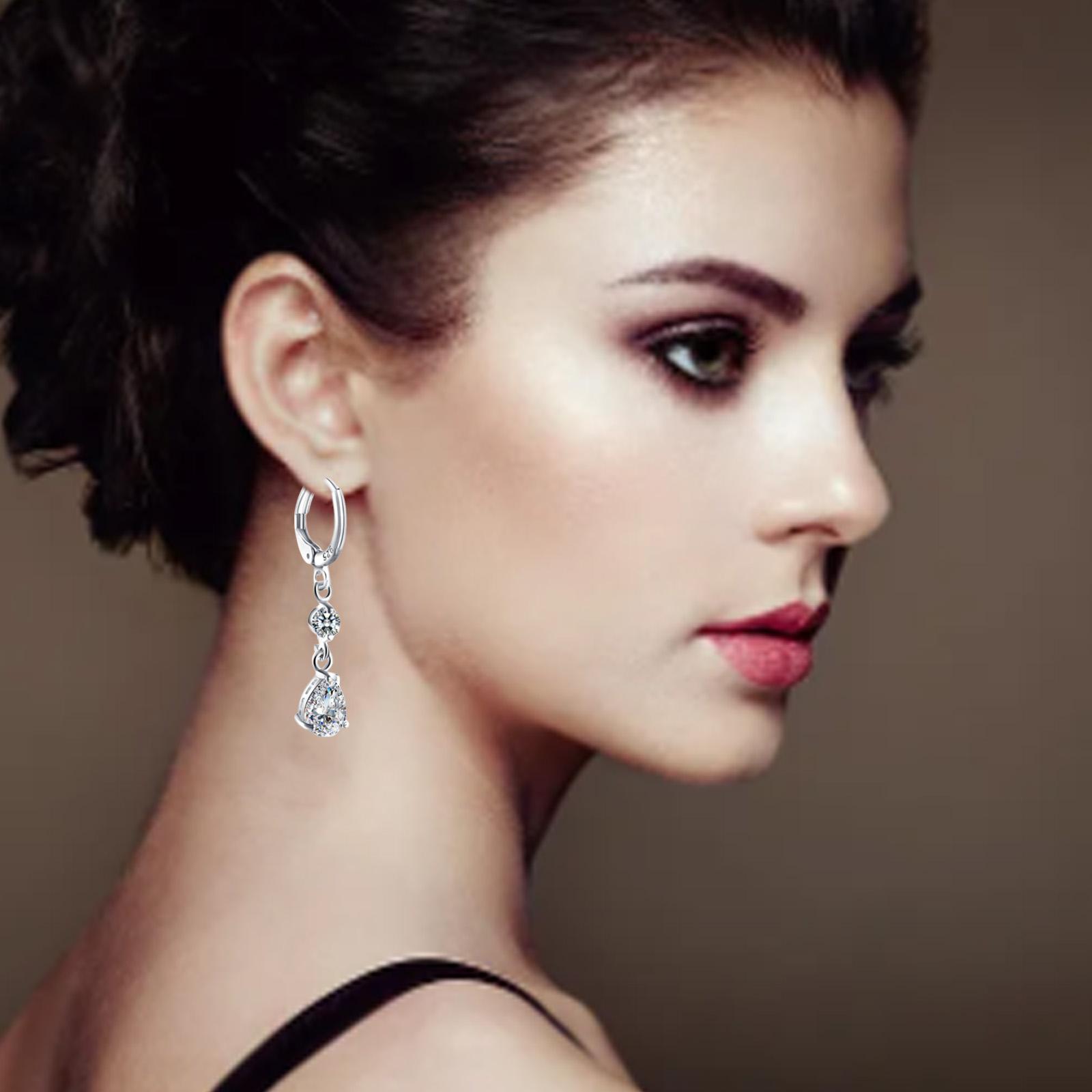 

Elegant Dangle Earrings Adornment with Zirconia Drops for Women Perfect for Formal Occasions and Daily Wear срібний