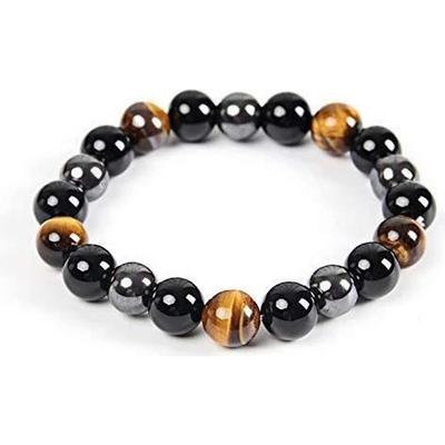 Triple Protection Bracelet - The Protection - Hematite, Black Obsidian, Tiger's Eye - Adult Unisex