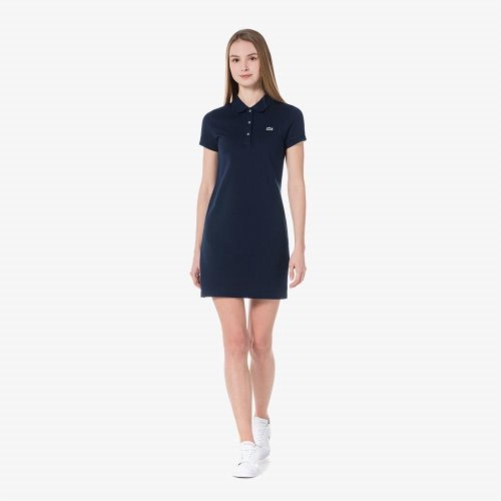 

LACOSTE Женское ультратонкое платье-поло с короткими рукавами [Темно-синий]