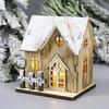 Illuminated Christmas Ornament Wood House Figurine Ornament Desktop Decorations for Holiday Decorations or Gift