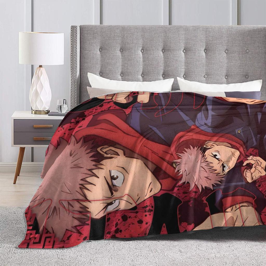 Itadori Yuji Blanket Cover Velvet Anime Jujutsu Kaisen Ultra-Soft Throw Blankets for Bed Bedroom Quilt