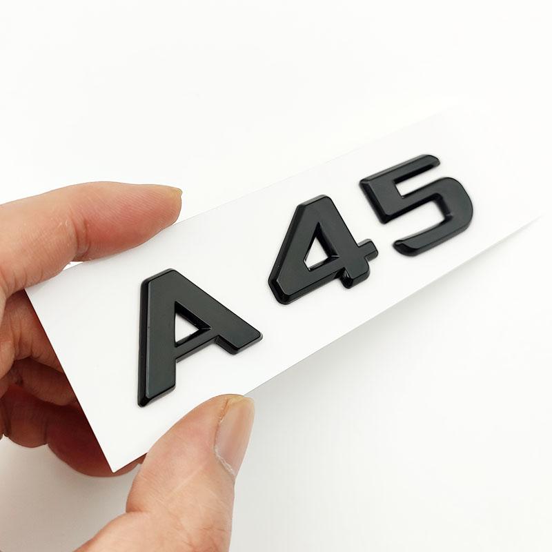 3d ABS Black A 45 Logo A45 Emblem Letters Sticker Nameplate Car Trunk Badge For A45 Accessories