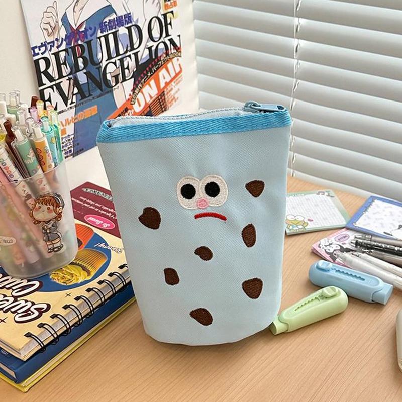 

Милый забавный пенал-печенье Складной пенал-подставка Женская косметичка Вместительная портативная сумка для хранения Студенческие канцелярские принадлежности Подарки синий