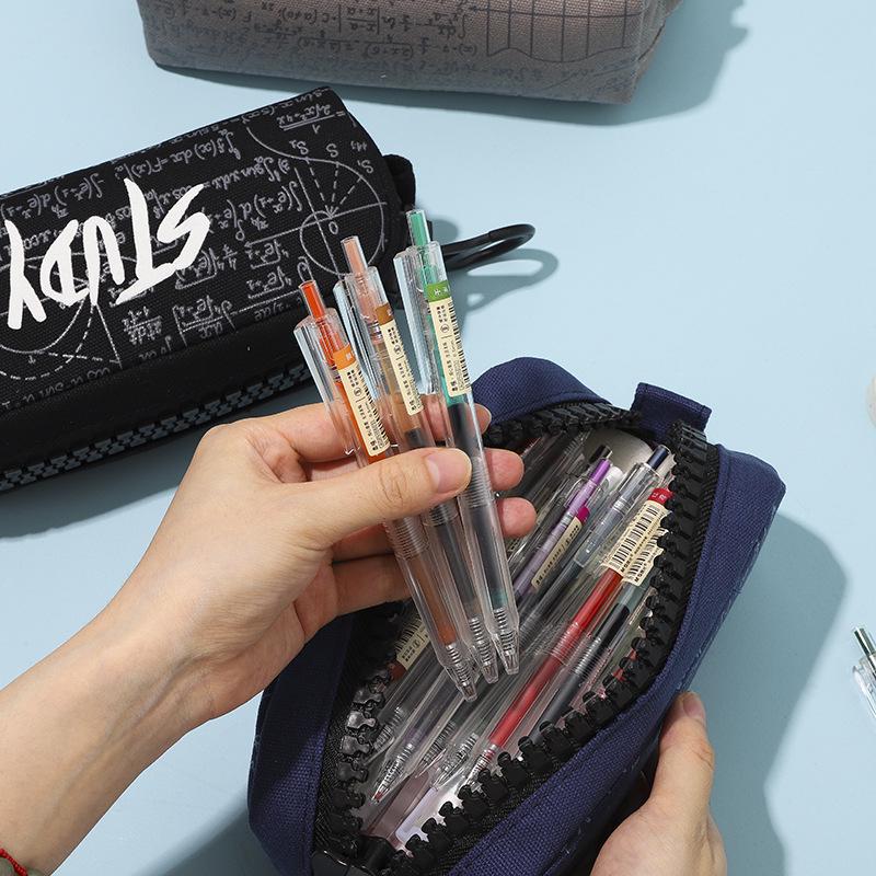 TOME Large Capacity Canvas Pencil Case - Creative Zipper Design for Students, Boys' Stationery Box