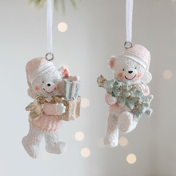 Multipurpose Christmas Couple Bear Resin Set for Lover Features Sturdy and Intricate Holiday Fashion Accessories