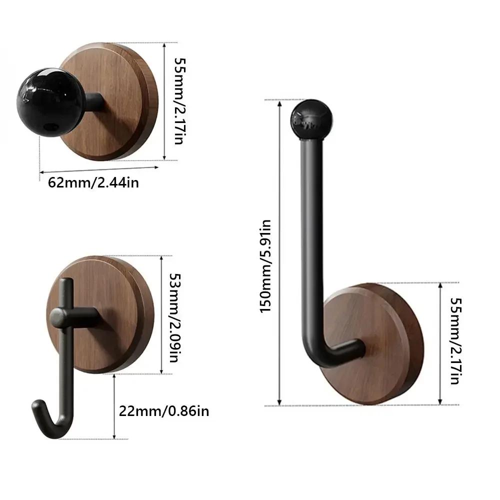 Selbstklebender Wandhaken aus Holz, schwarz-weiß, zur Wandmontage, wasserfest, ohne Bohren, zur Aufbewahrung und Dekoration von Wohnräumen