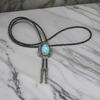 Western Cowboy Vintage Metal Flower Crown Stone Pendant Bolo Tie Braided Leather Rope Necktie Necklace Jewelry Neckwear