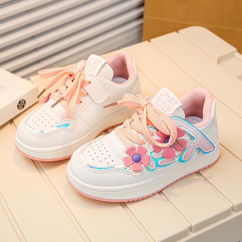 

2024 Новые повседневные спортивные туфли для девочек, универсальные кружевные цветы, уникальные детские модные милые кроссовки принцессы, дропшиппинг, детская обувь 26